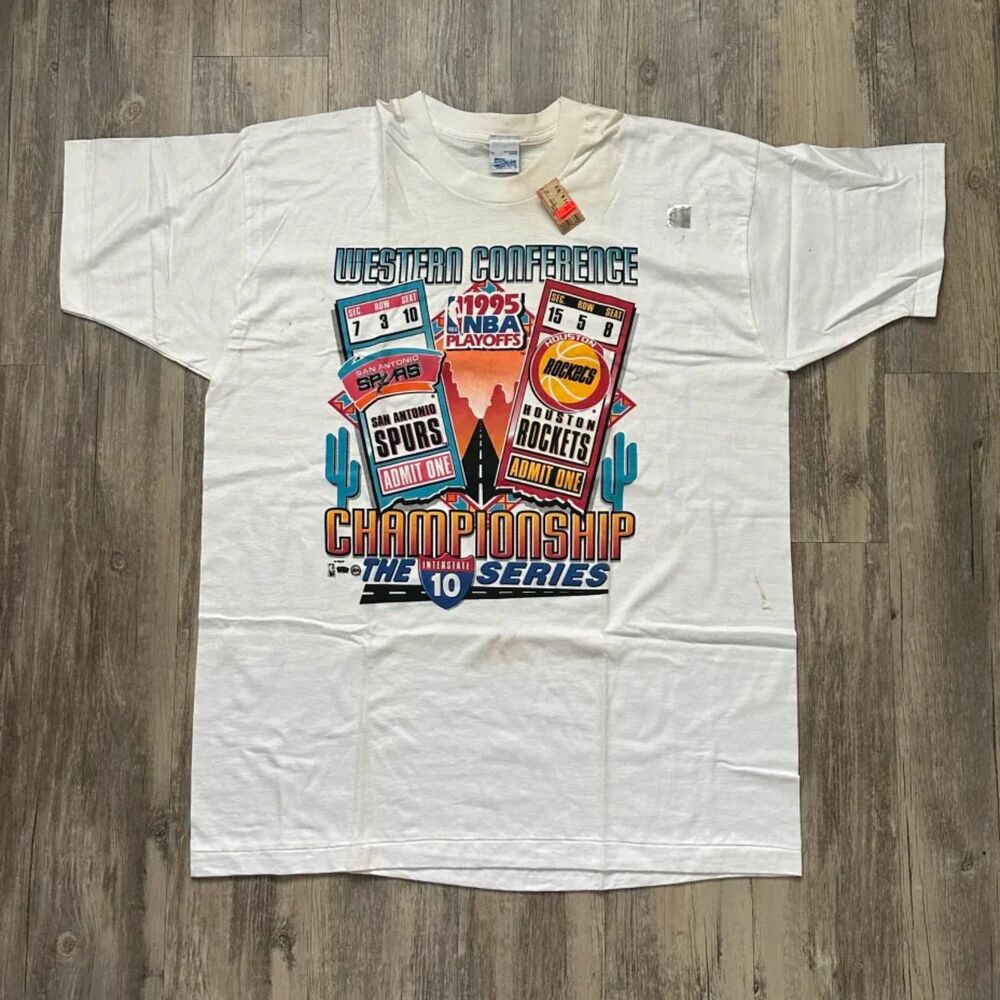 Vintage 1995 NBA Playoffs Western Conference Finals Size XL Rockets Spurs